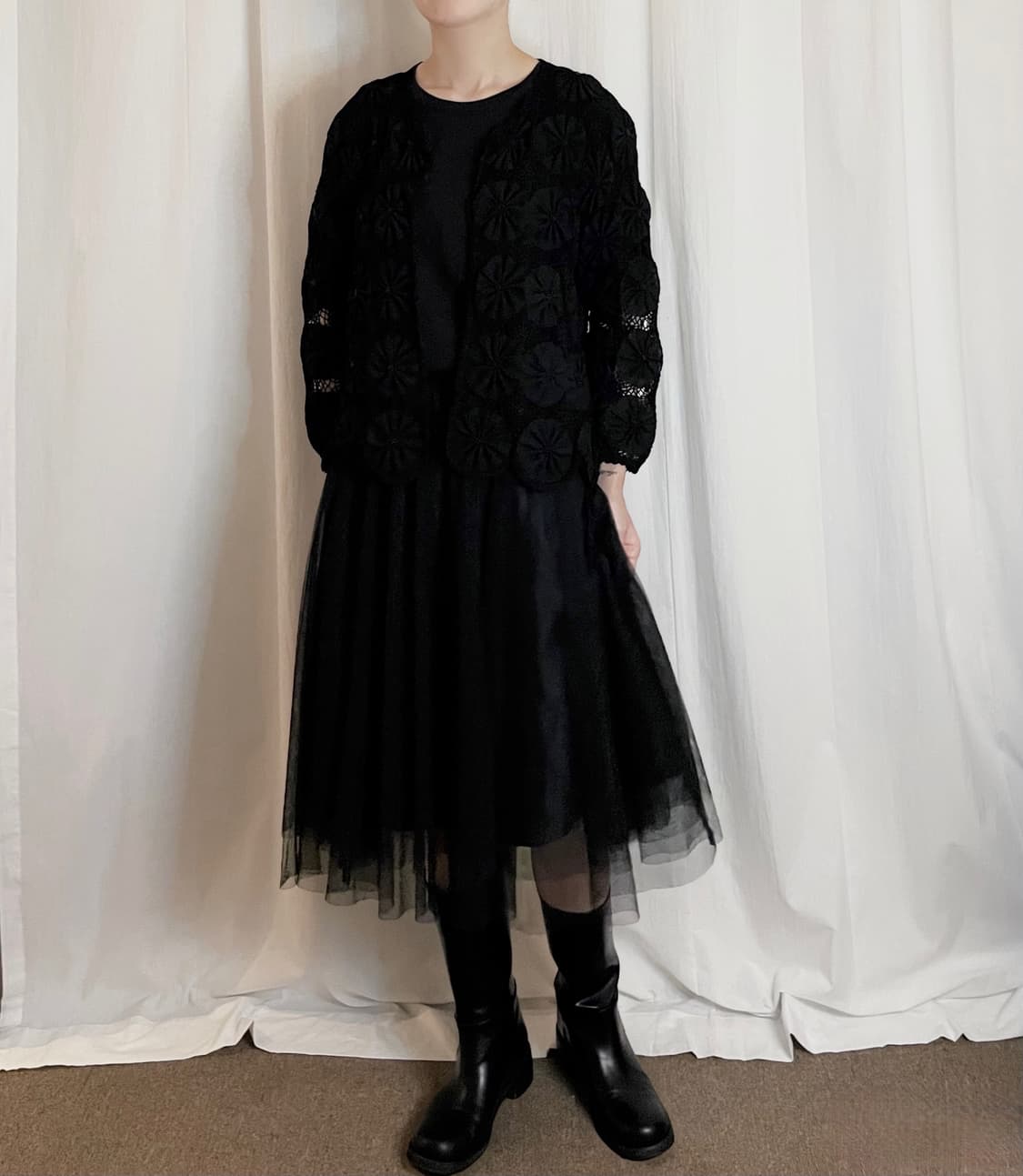 Flower Cardigan – Black 상품이미지3