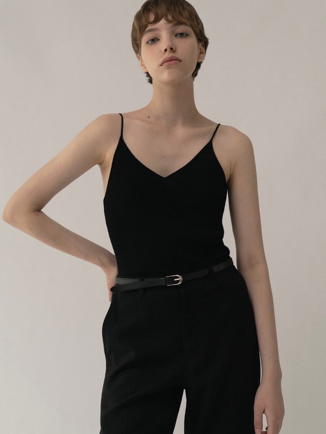 낫띵리튼 Esme rib-knitted cami (Black) 상품이미지4