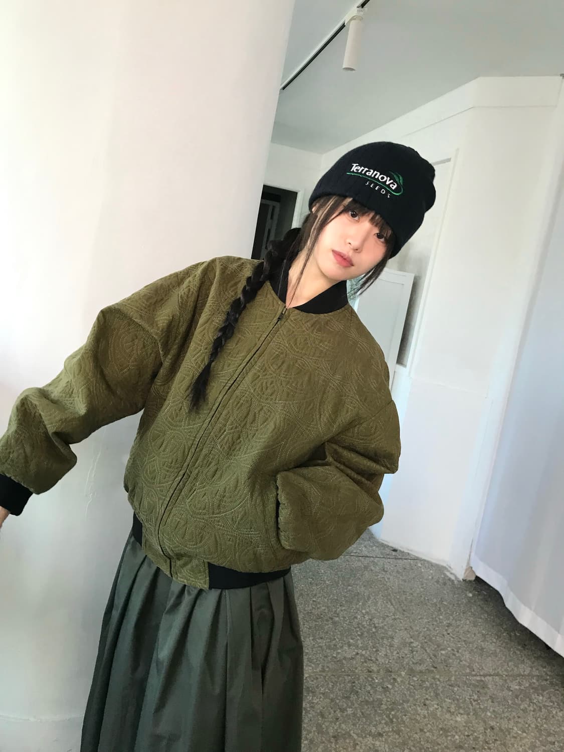 올리브 퀄팅 자켓 상품이미지2