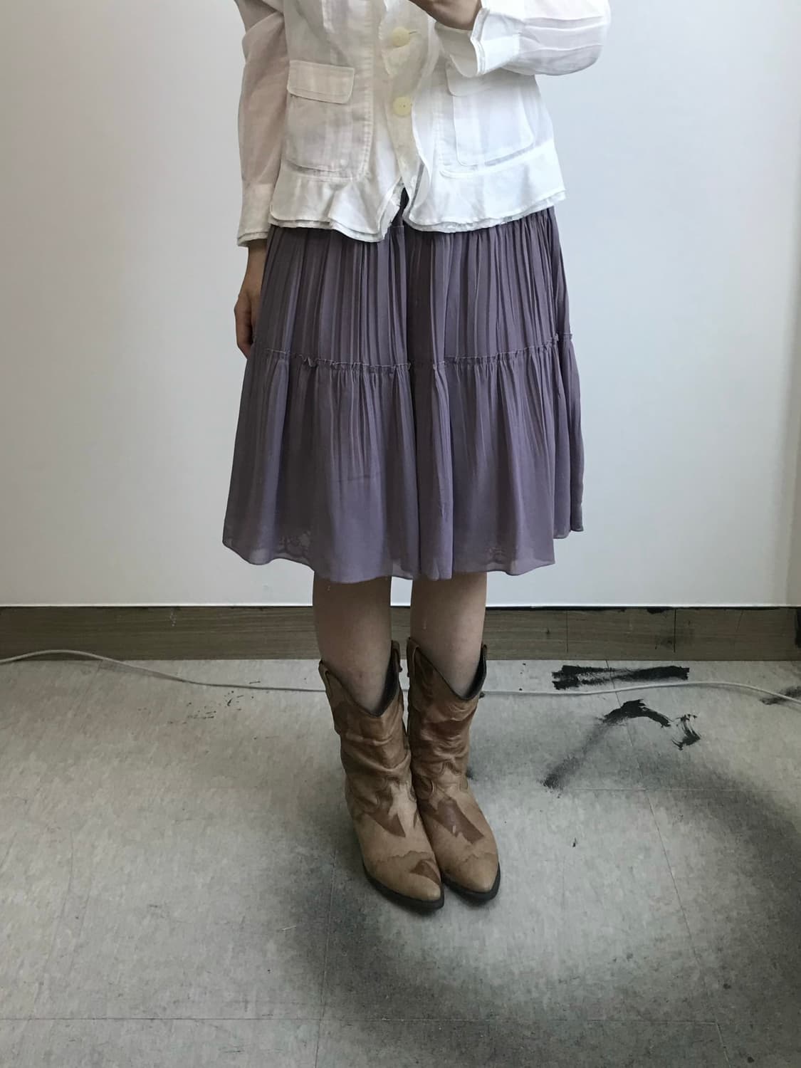 빈티지 도트 레이스 양면 스커트 상품이미지2