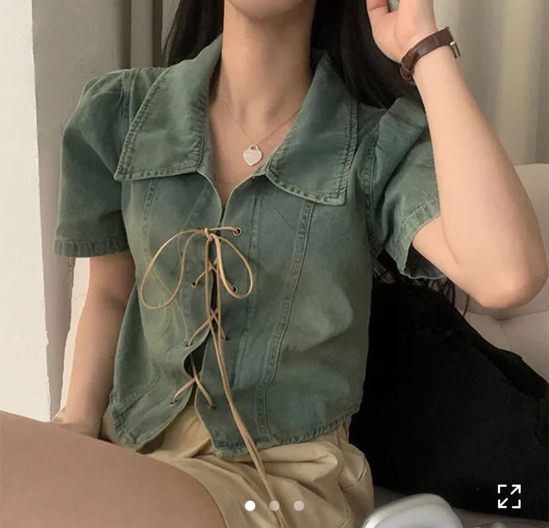아일렛 청블라우스 청셔츠 상품이미지1
