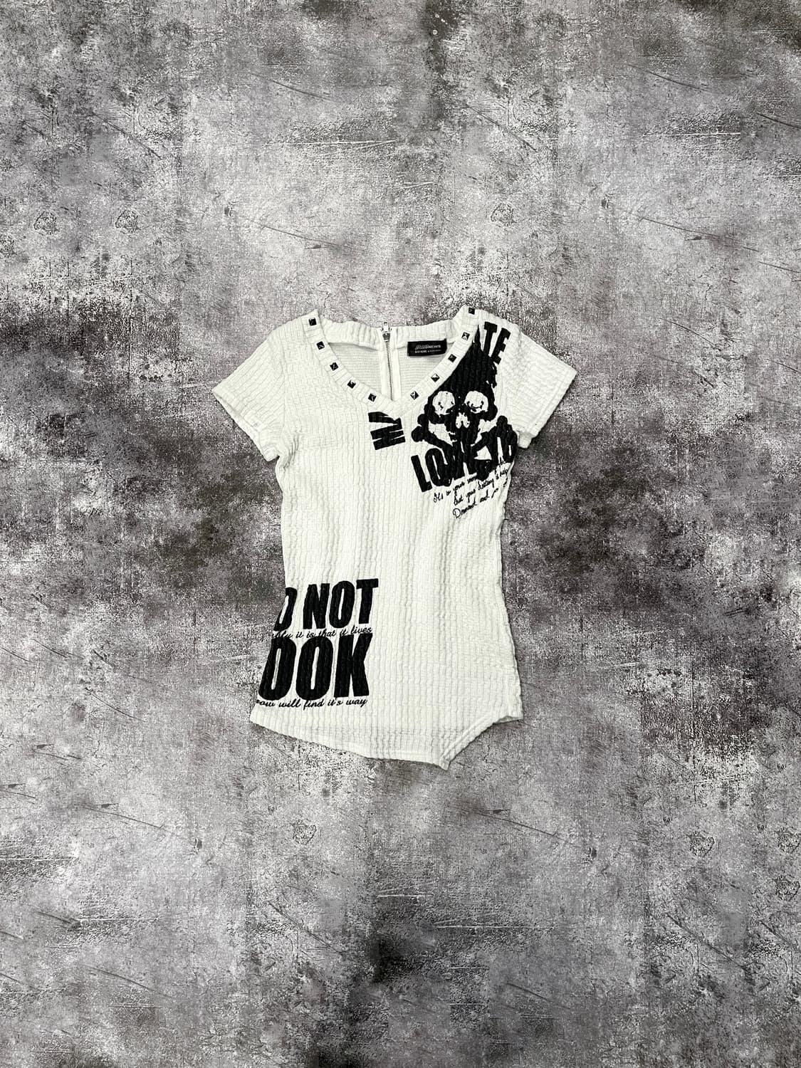 해골 y2k 화이트 반팔 상품이미지1