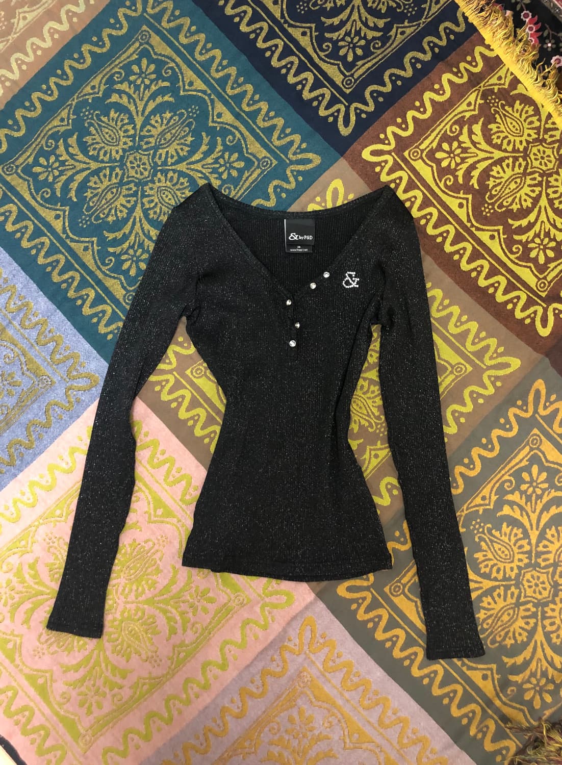 P&D glitter henley top 상품이미지1