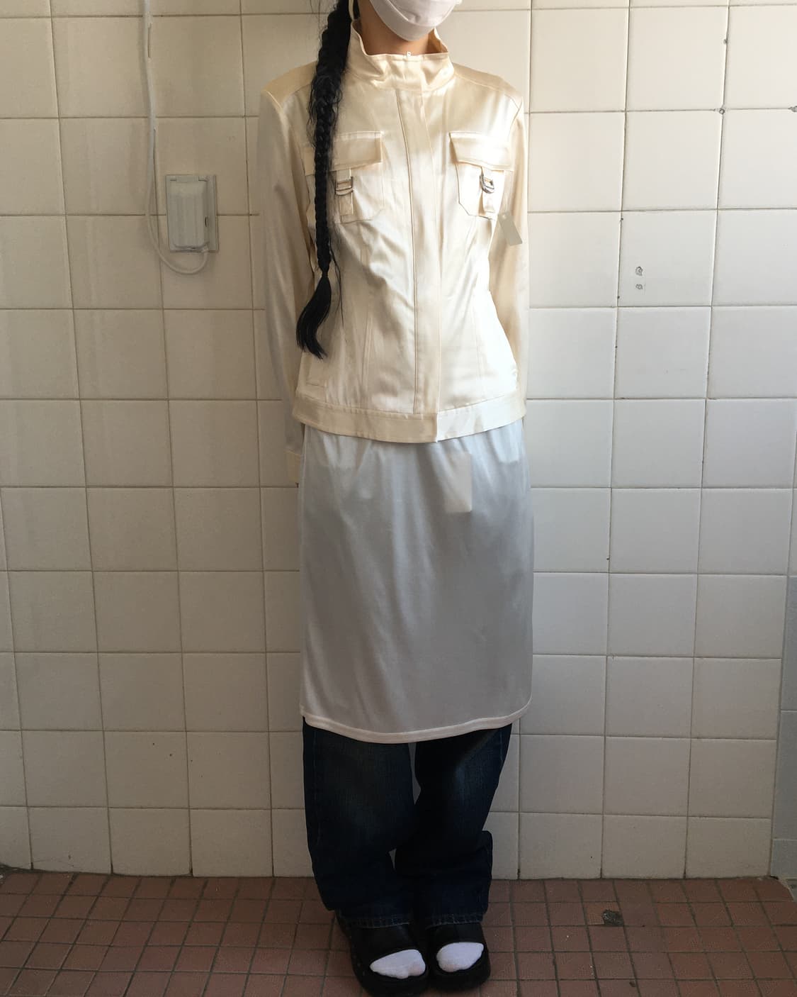 Pocket point glossy high neck zip up 상품이미지1