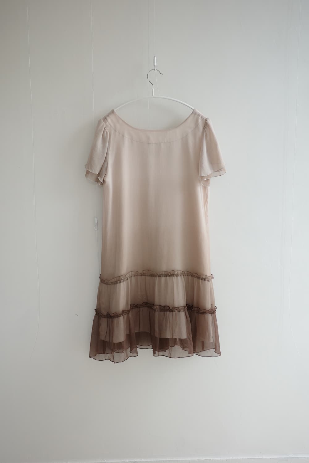 Soft peach pleated chiffon one-piece 상품이미지6