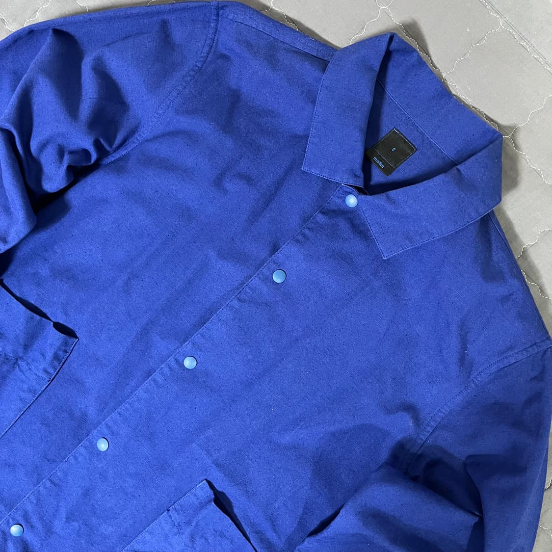 마일럿 코튼 린넨 캔버스 스냅 덱 자켓 블루 2 상품이미지1