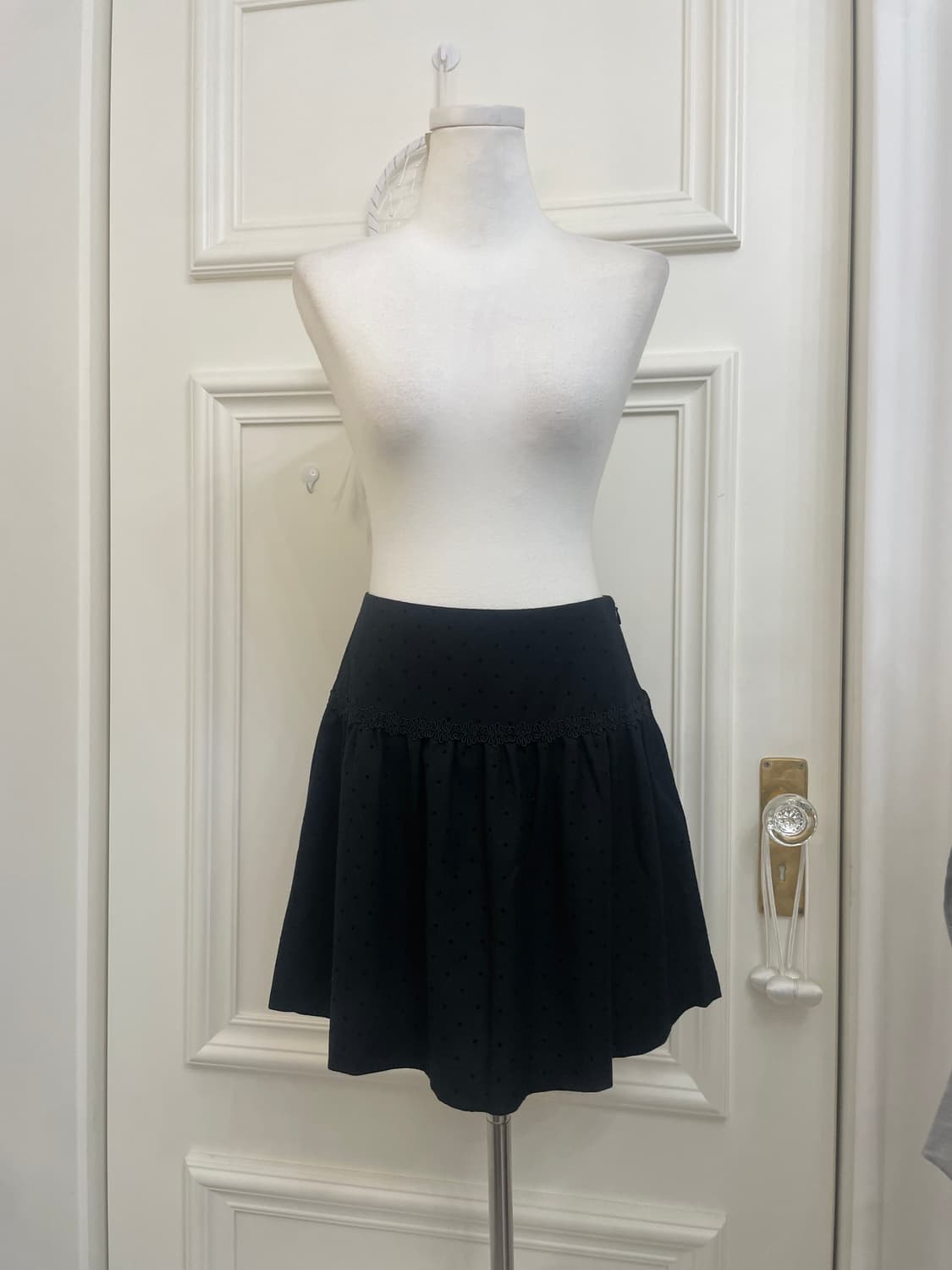 black dot lace point shirring mini skirt 상품이미지1