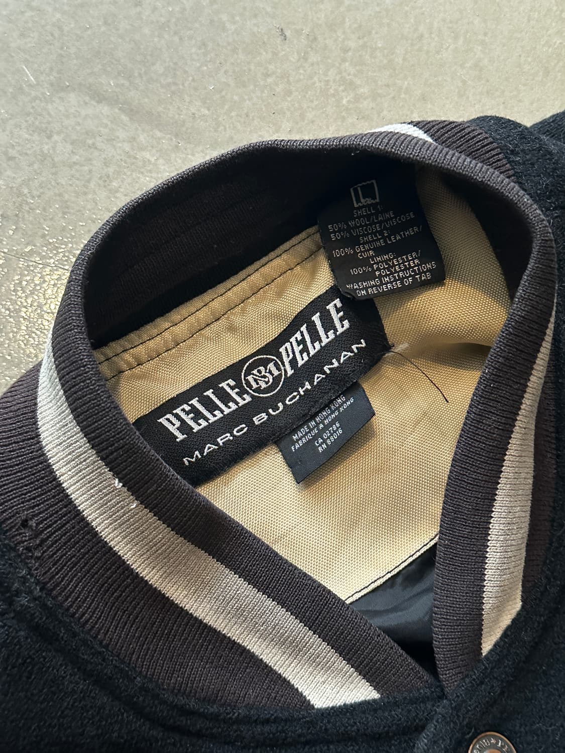 Pellepelle 펠레펠레 레더 슬리브 바시티 자켓 상품이미지3