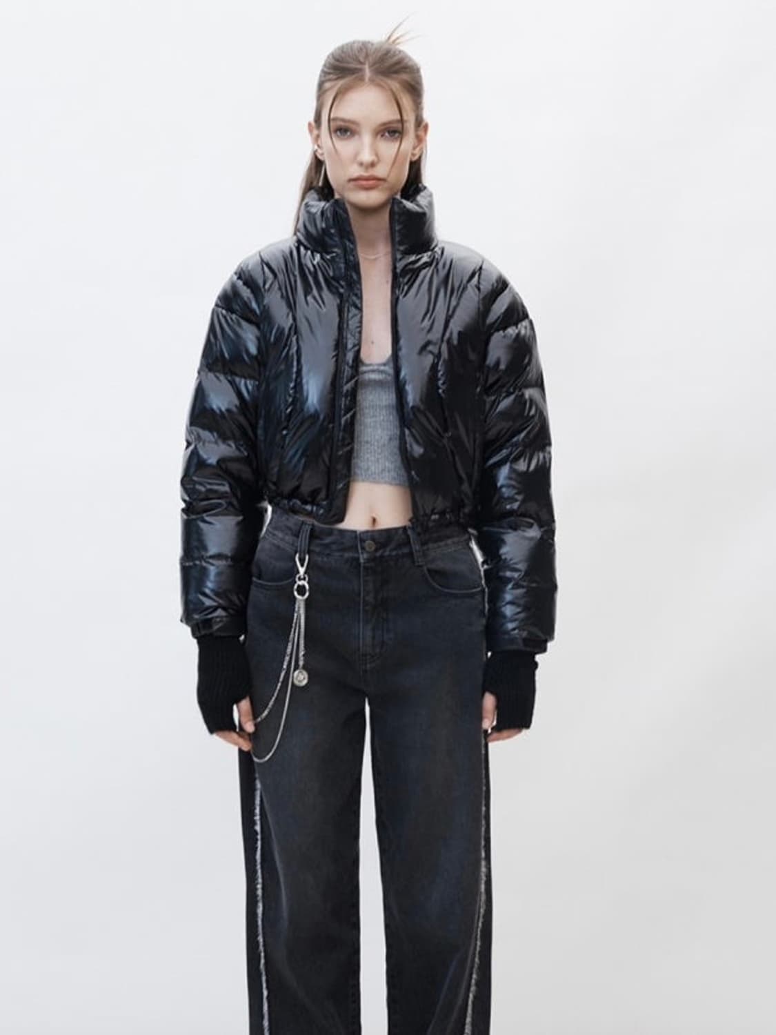 커렌트 숏패딩 유광 상품이미지1