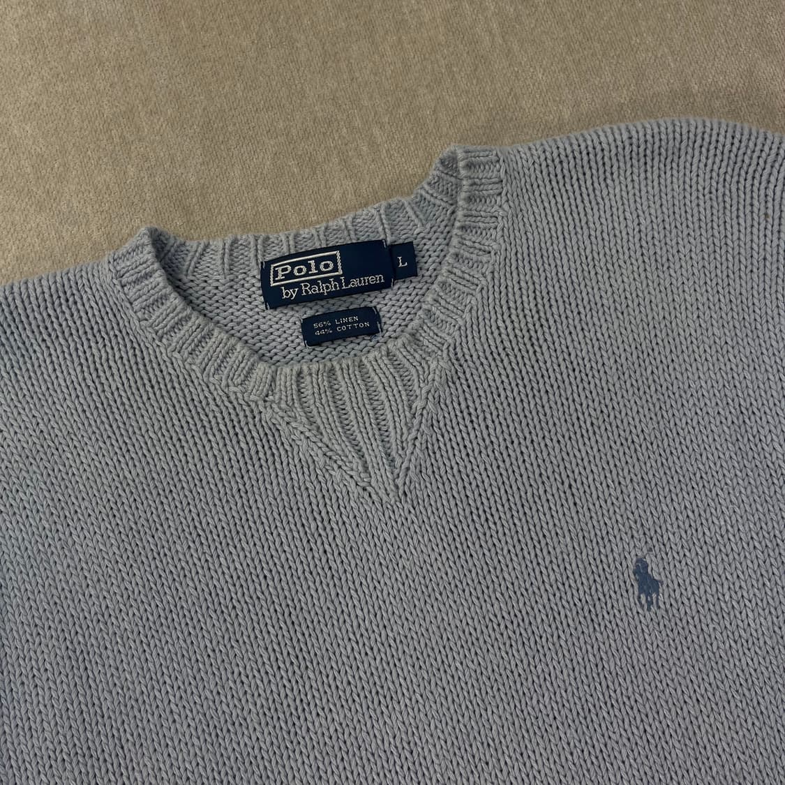 100 폴로랄프로렌 스카이블루 린넨 코튼 니트 상품이미지2