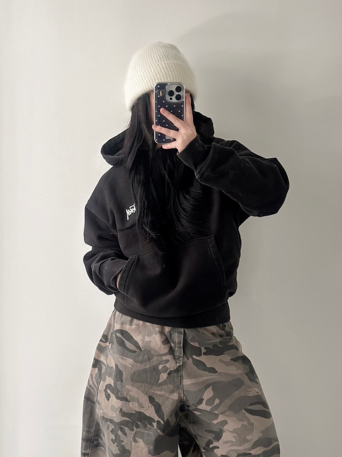 스투시 블랙 베이직 후드 티셔츠  상품이미지7