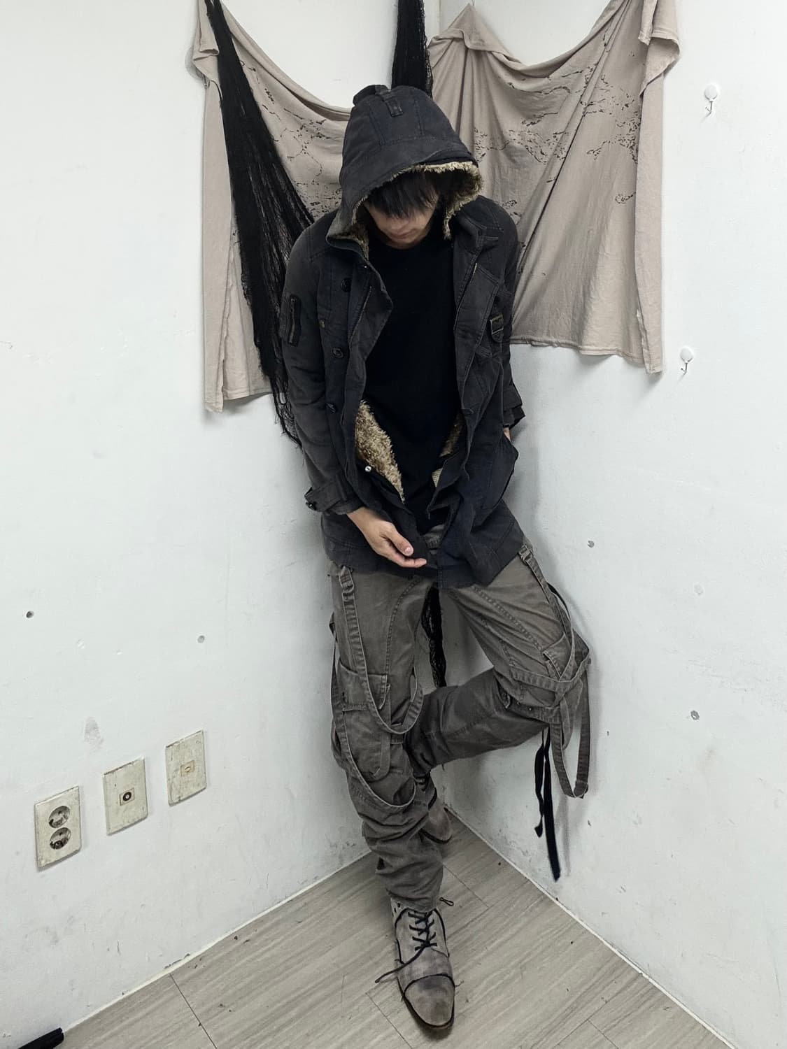 [ABAHOUSE]00‘s Grunge Fur Trimming Jacke 상품이미지8