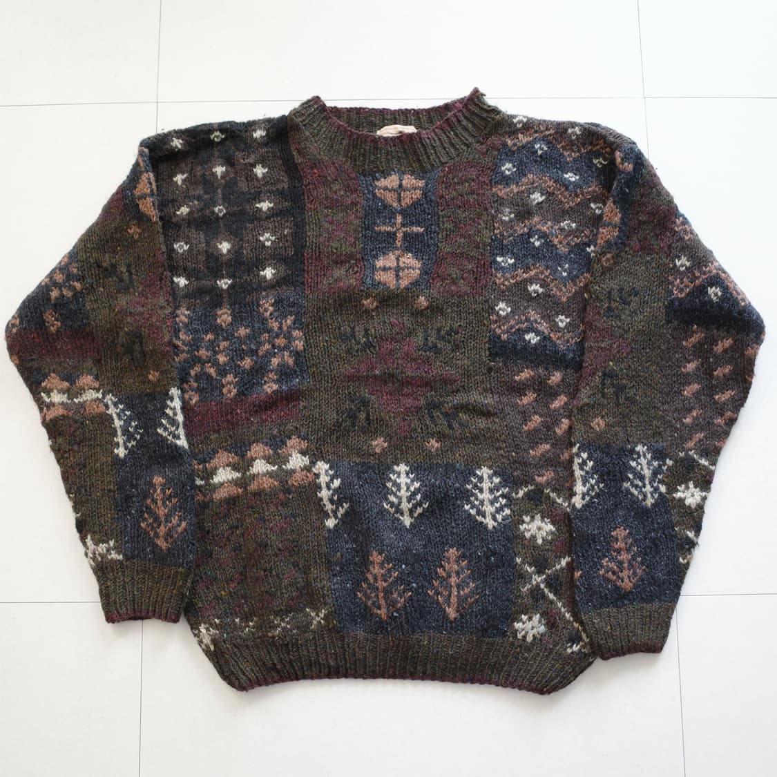 아디론닥 핸드메이드 패치워크 울 니트 M 상품이미지1