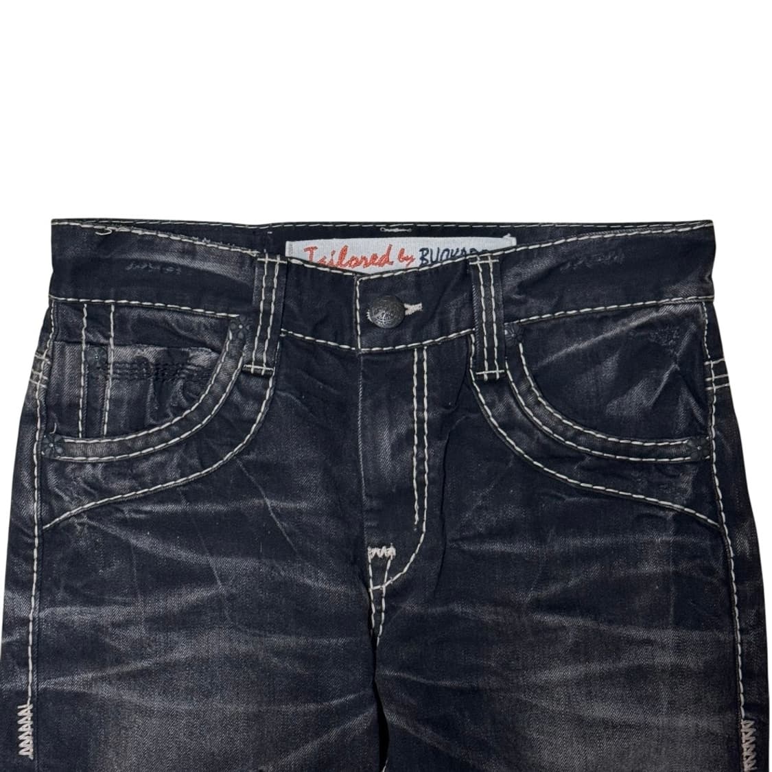 버커루 흑청 스티치 고딕 디테일 데님팬츠 상품이미지5