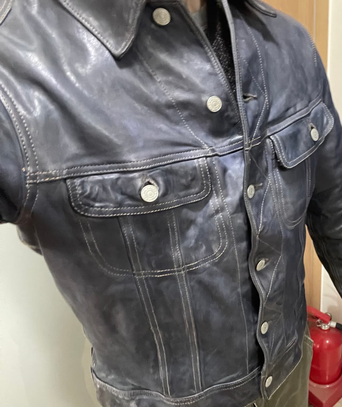 RRL lot271 인디고 레더 트러커 M 상품이미지7