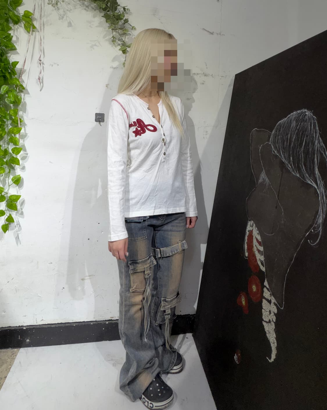 컨버스 화이트 와투케 롱슬리브 긴팔 티셔츠 M 상품이미지4