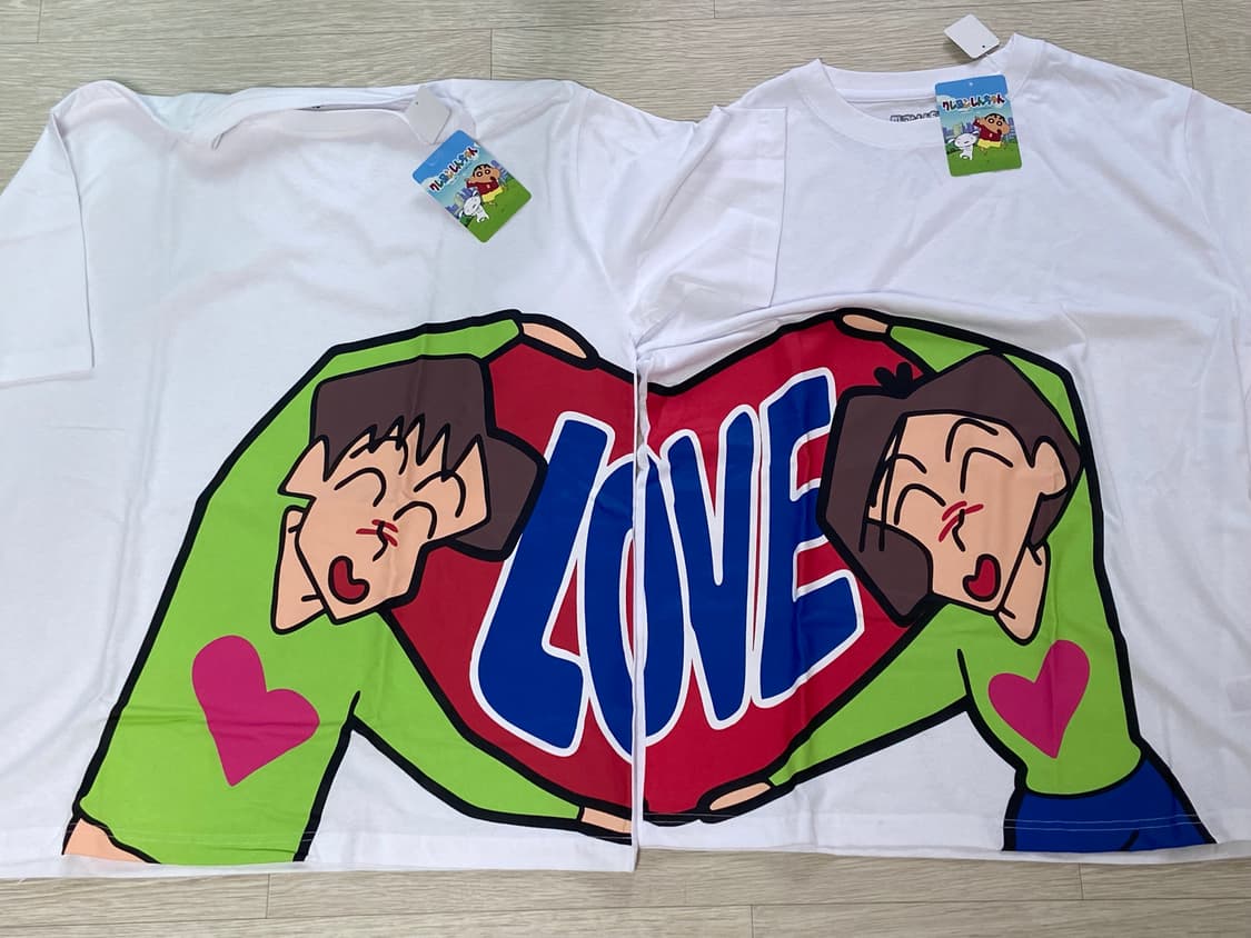 [새상품] 짱구 신혼부부 닭살커플 반팔티셔츠 상품이미지1