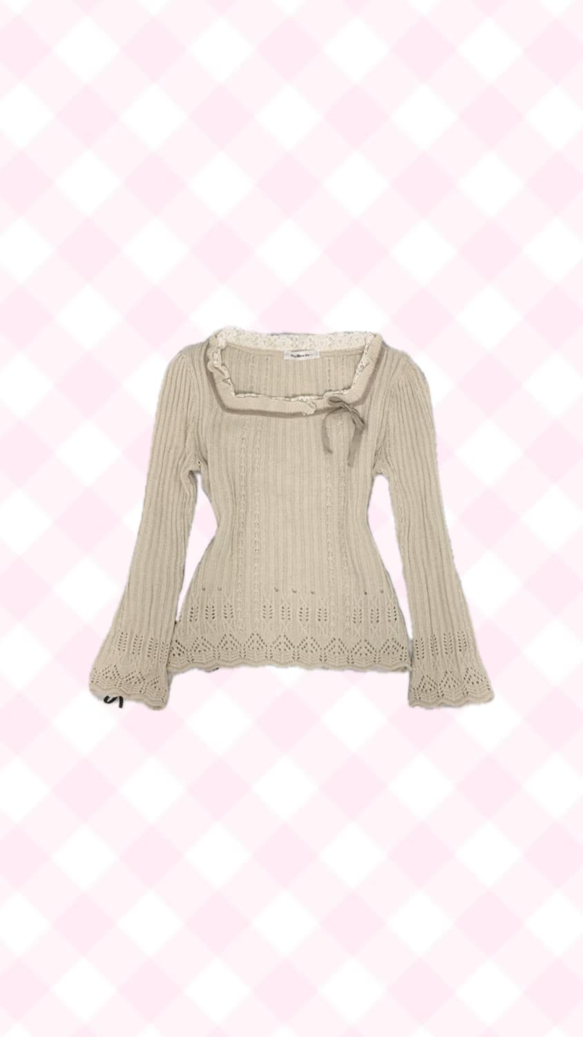 Japanese Vtg 라떼갸루 히메갸루 레이스 리본니트 상품이미지1