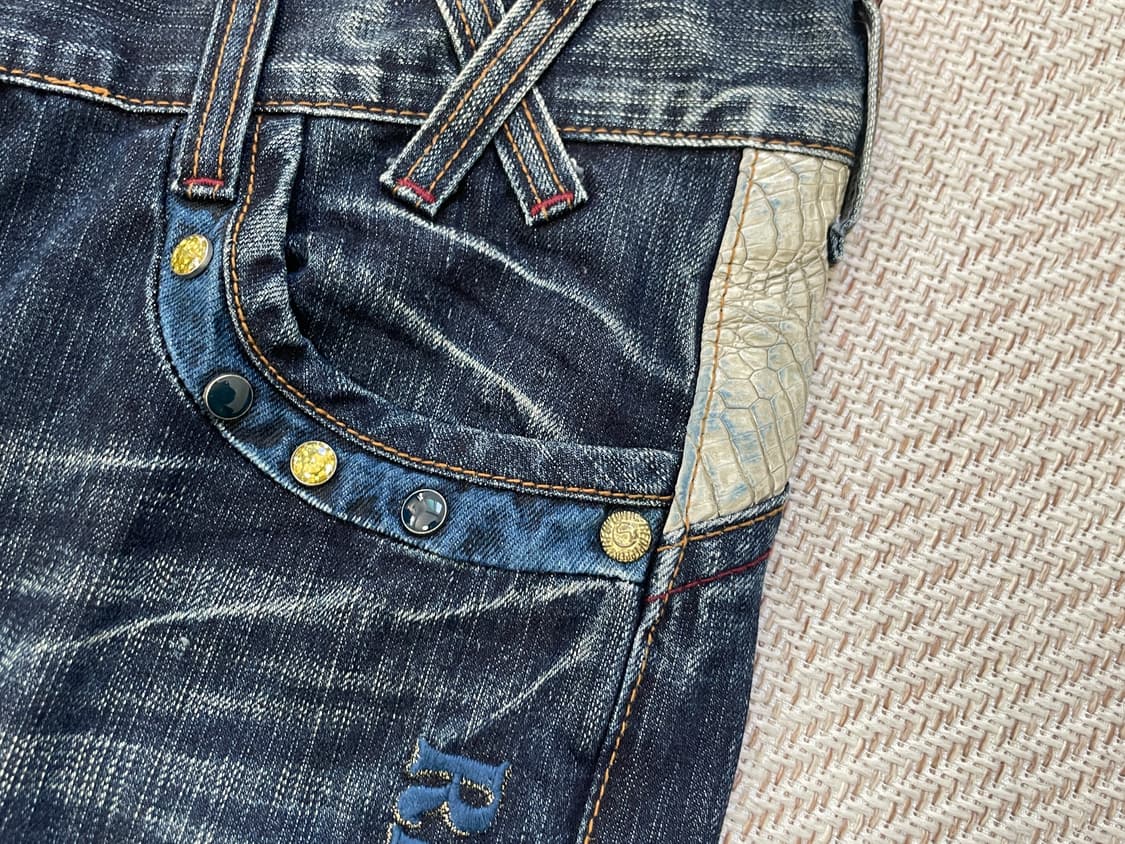 레드페퍼 빈티지 워싱 크로커다일 큐빅 데님팬츠 J04033 상품이미지5