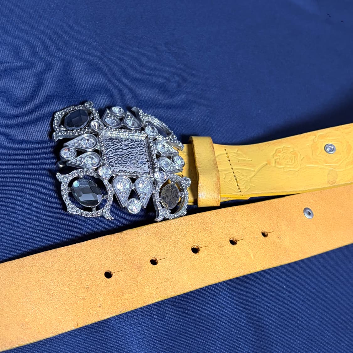 큐빅 옐로 로즈 레더 벨트  상품이미지4