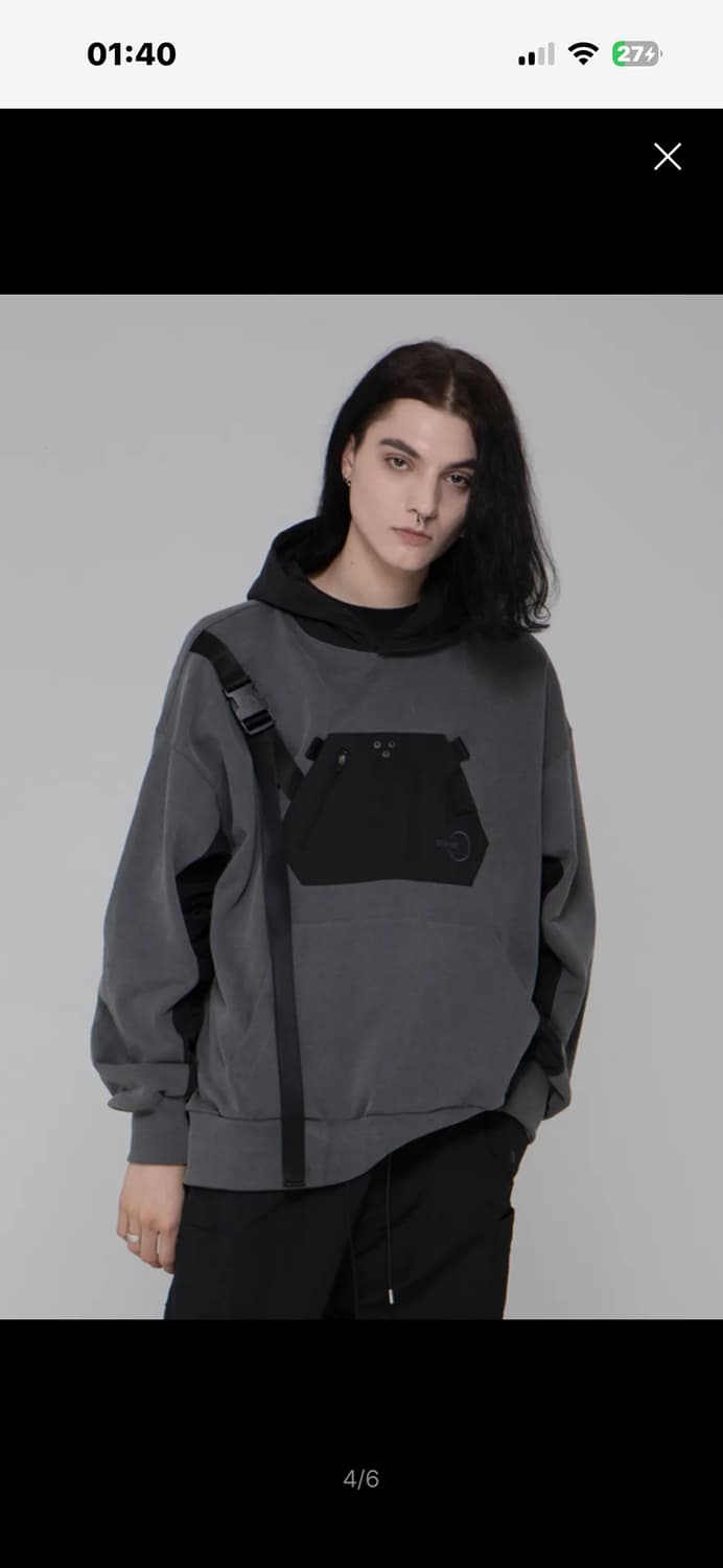 드네이지 테크 셔링 워싱 후드 그레이 상품이미지3