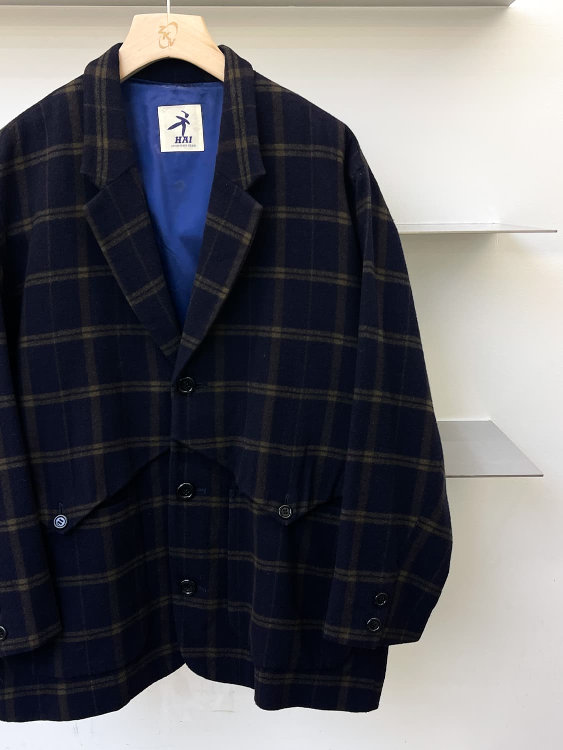 이세이미야케 하이 스포팅 기어 80s 3B 울 체크 블레이저 자켓 상품이미지4