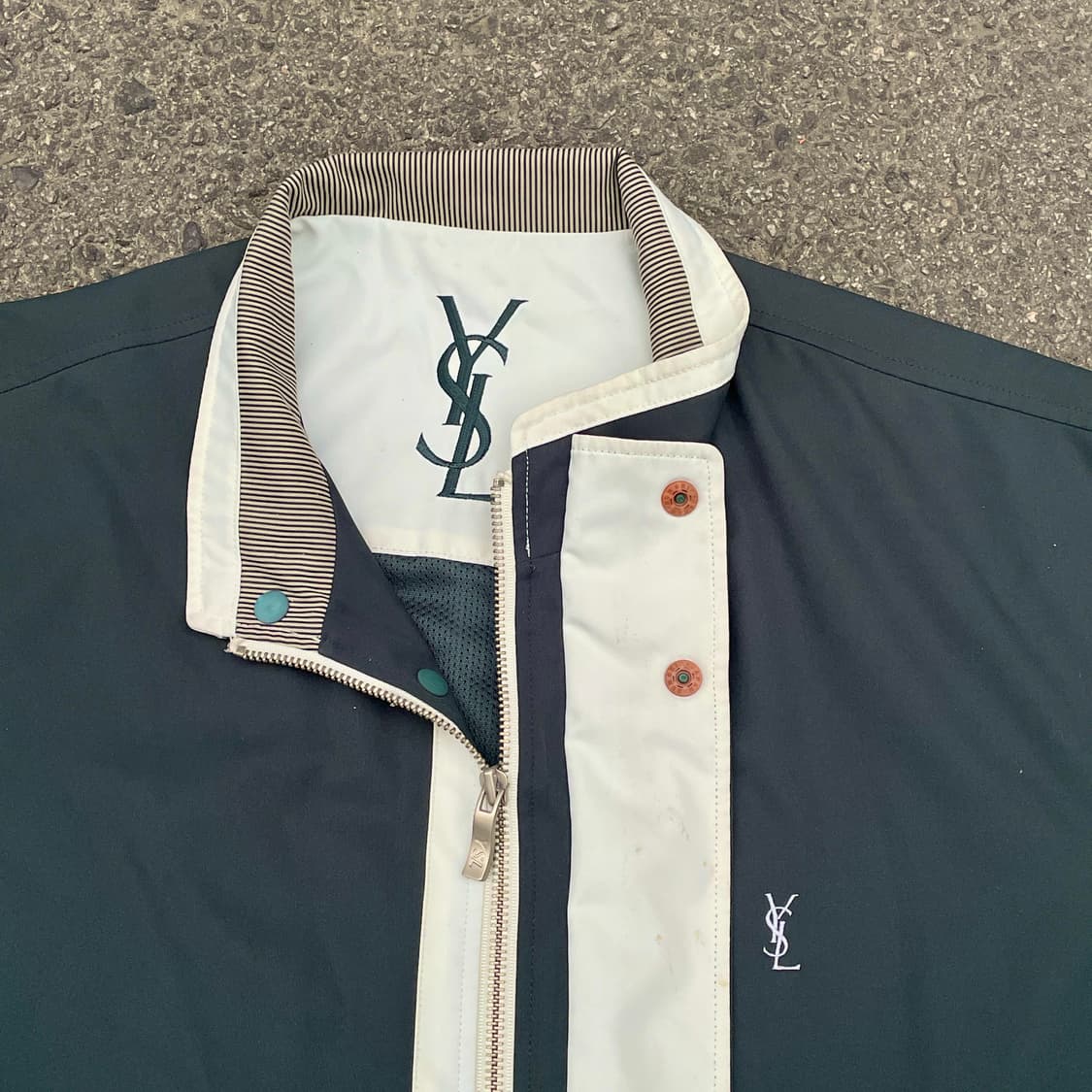 Ysl 입생로랑 딥 그린 카키 바람막이 블루종 트랙자켓 M 상품이미지6