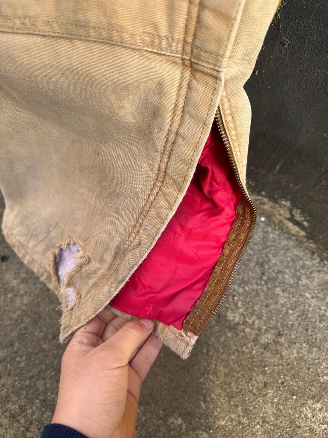 80s usa 칼하트 더블니 오버롤 안감 퀼팅 상품이미지5