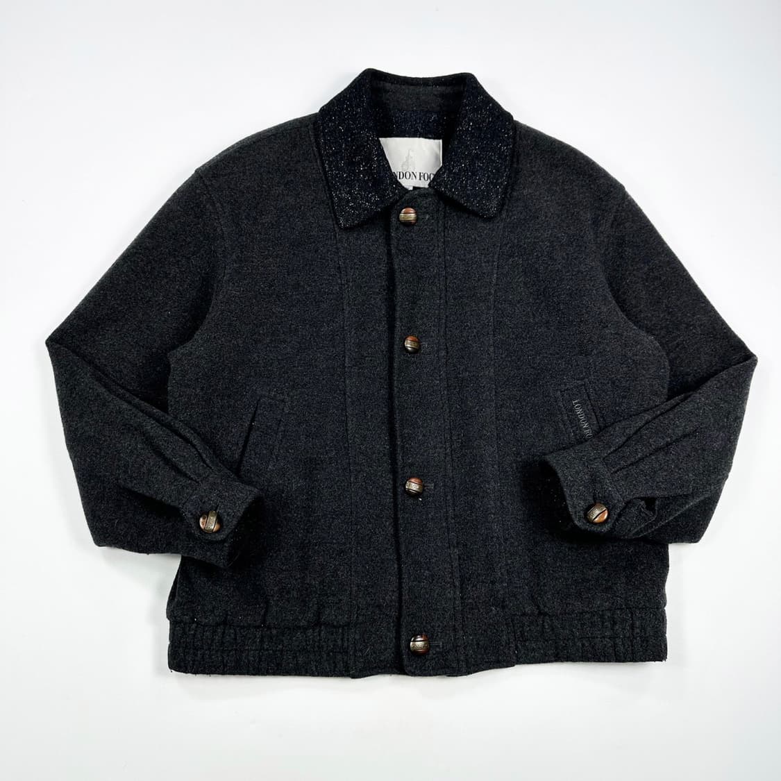 런던포그 차콜 모직 반코트 블루종 자켓 (M) 상품이미지2