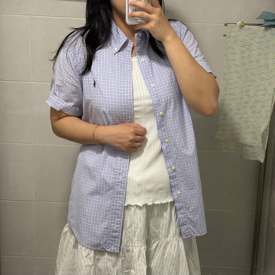 폴로 랄프로렌 라벤더🪻연보라 체크 반팔셔츠 상품이미지6