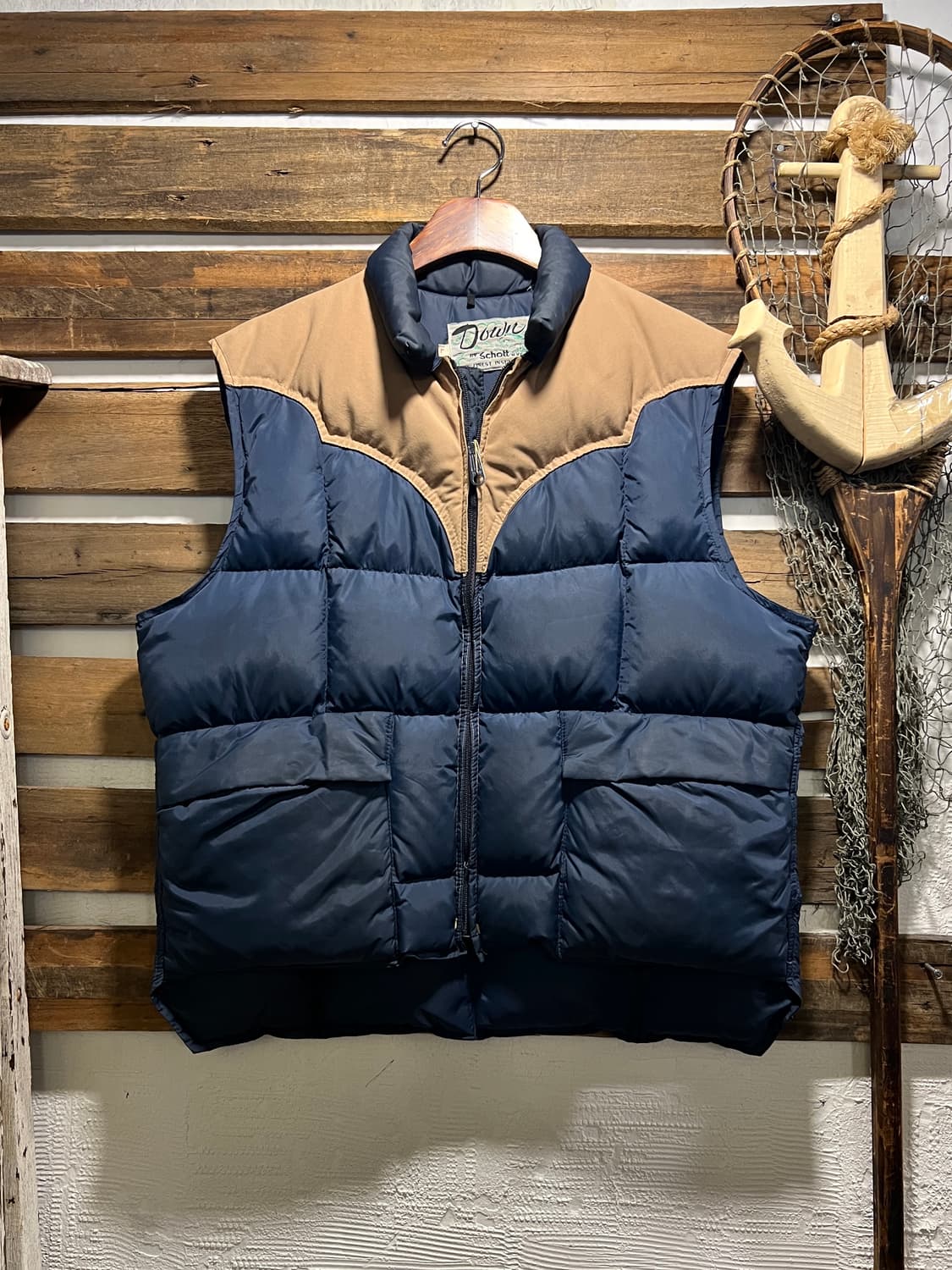 [L]90's SCHOTT USA 쇼트 덕다운 요크 패딩 베스트 상품이미지1