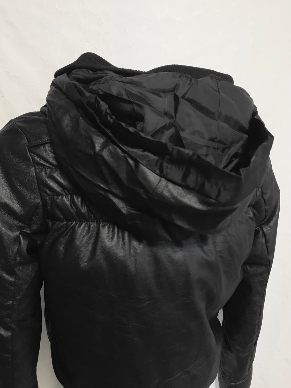 택포•빈티지 00s 펑크 셔링 보노 하이넥 레더 패딩 자켓 상품이미지7