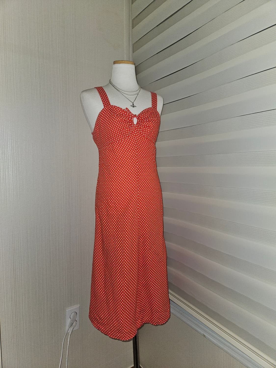 빈티지 레드오렌지 바캉스 원피스 상품이미지1