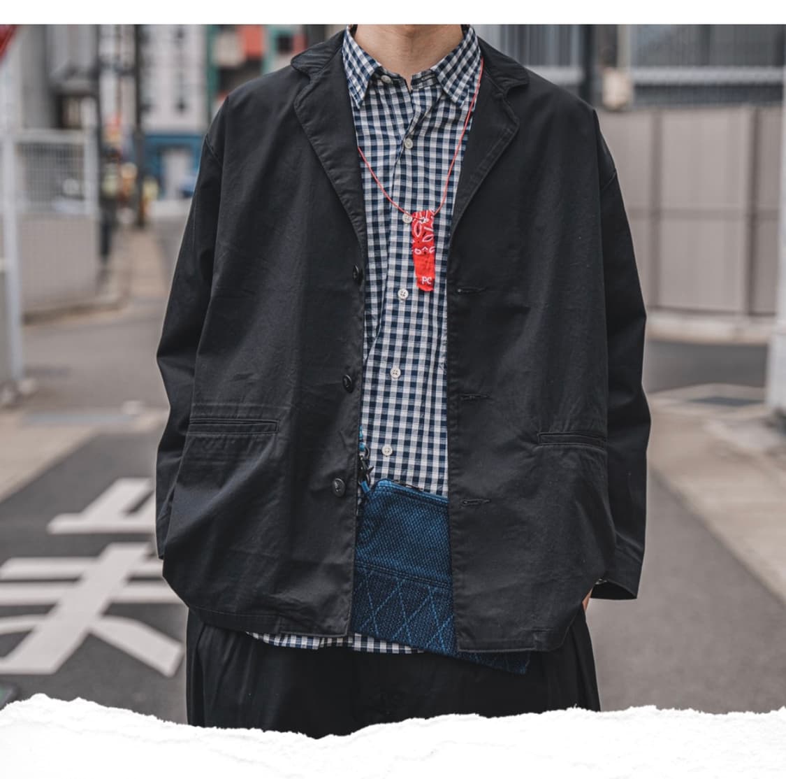 PORTER CLASSIC 개버딘 와이드 자켓 블랙  상품이미지8