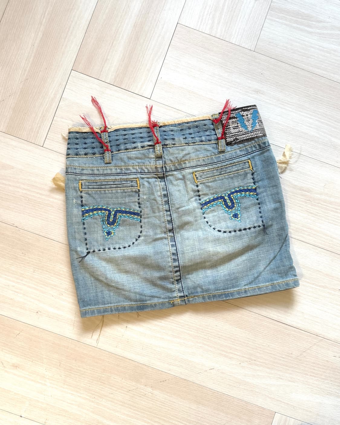 [ELVIS] patch stitch denim mini skirt 상품이미지5
