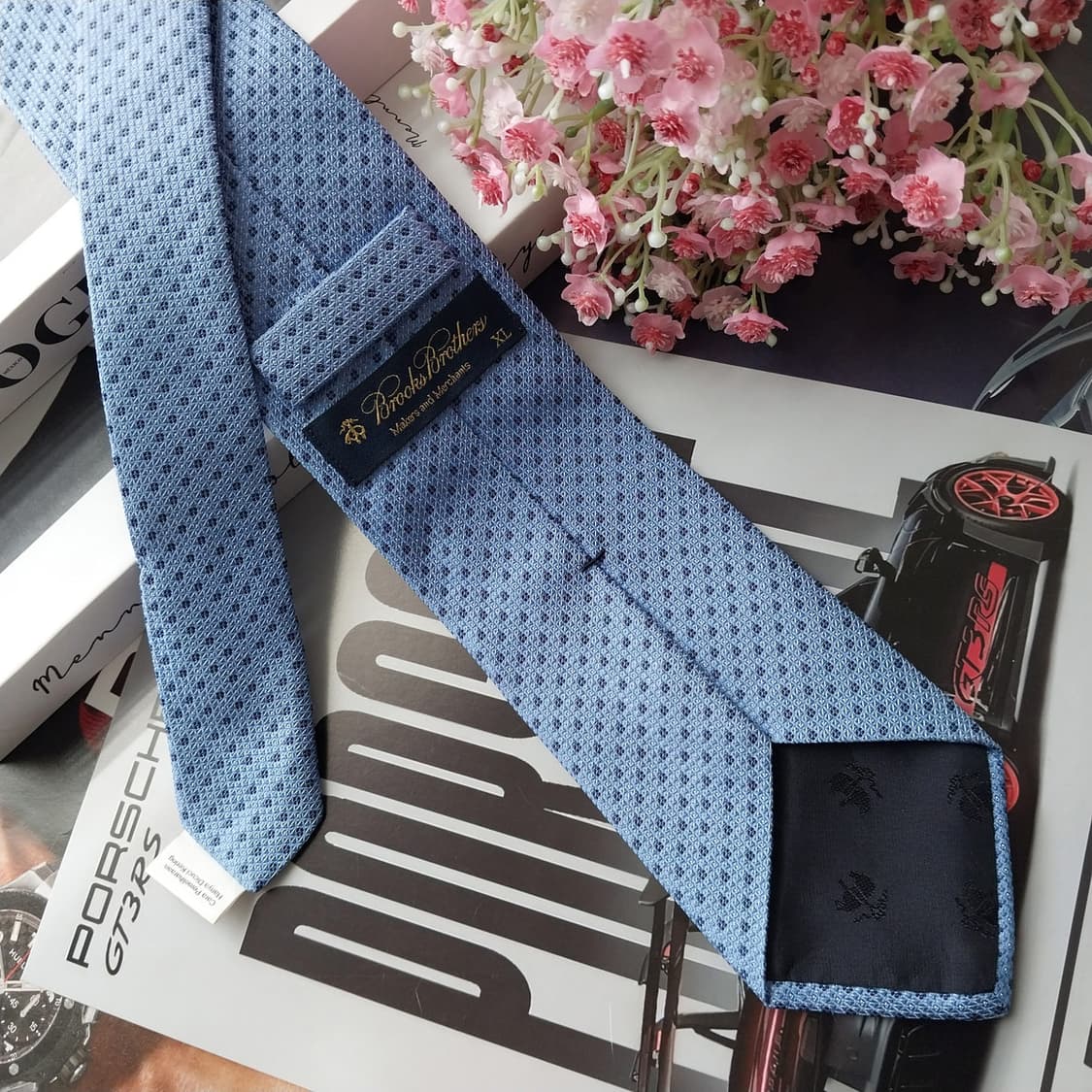 브룩스 브라더스 블루 도트 패턴 넥타이 8.3cm A+등급 K2573 상품이미지5