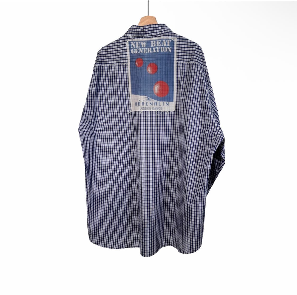 [L] 마틴로즈 18fw 체크 패치 깅엄 보이프렌드 오버핏 셔츠 블루 상품이미지3