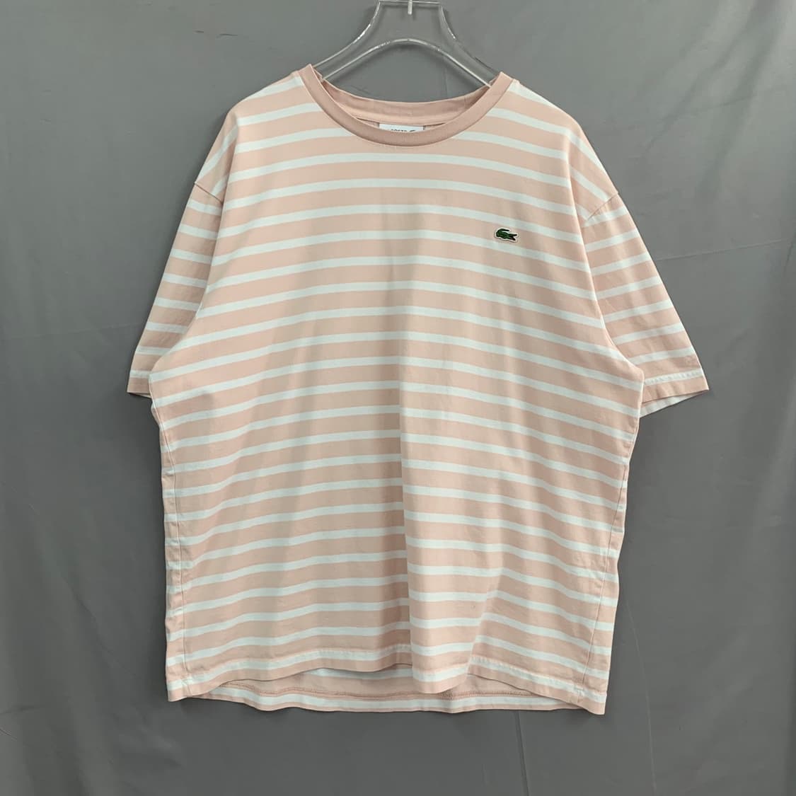 XXL 라코스테 오버핏 핑크 스트라이프 빅사이즈 반팔티 상품이미지1