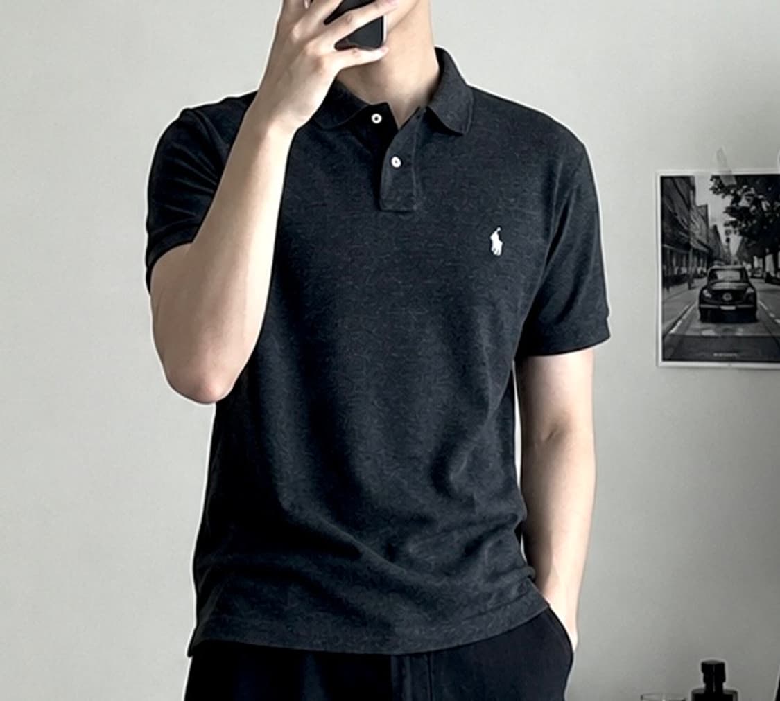 폴로 랄프로렌 카라 반팔 커스텀 슬림핏 블랙 상품이미지1