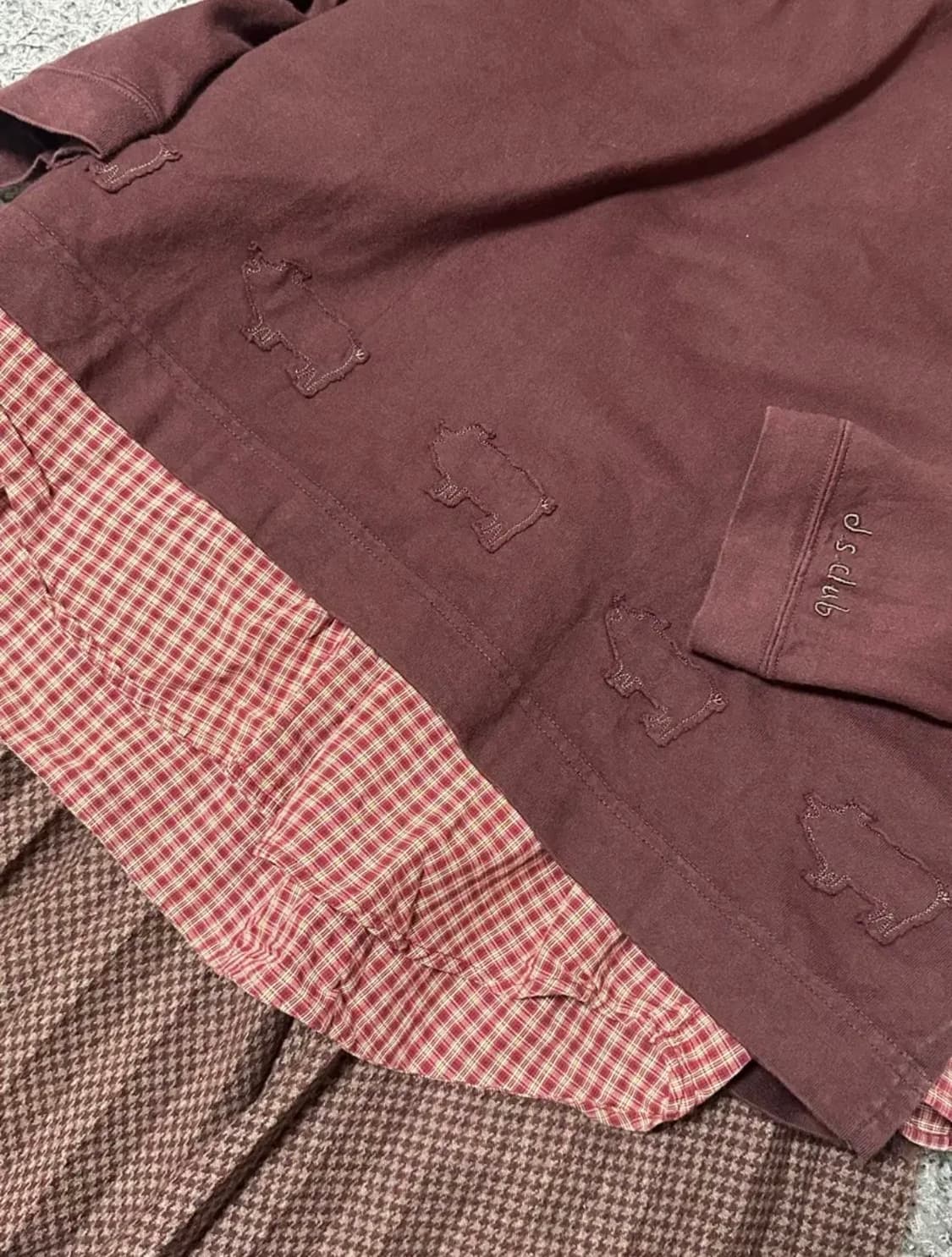 후유빈티지 드럭스토어 초코브라운 후드 체크셔츠 카모메산장 몽글 코코모리 상품이미지2