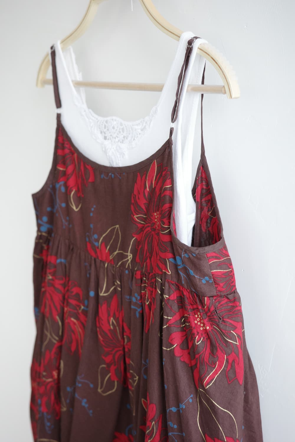 AS KNOW AS DE BASE 
• 레드 플라워 브라운 코튼 원피 상품이미지6