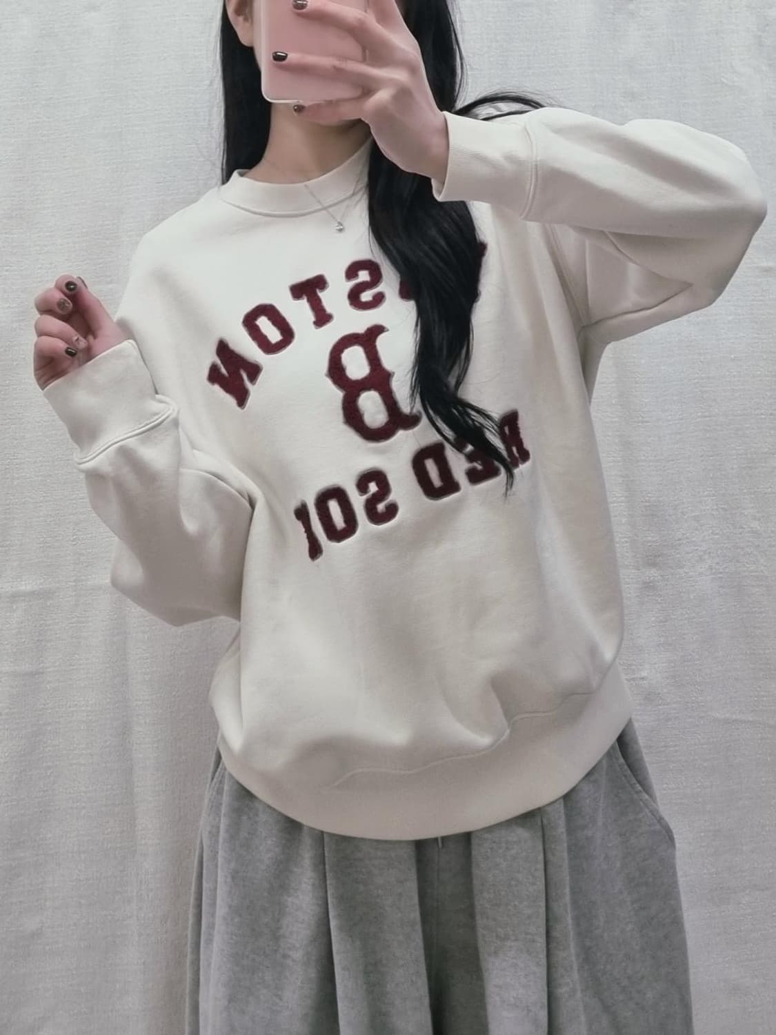 MLB 보스턴 크림 버건디 맨투맨 상품이미지3