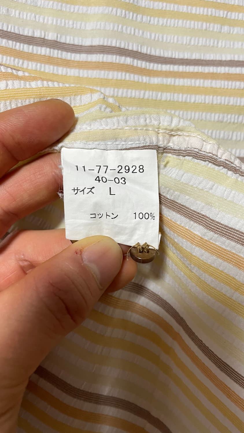 JPN 00s 일본 빈티지 y2k 모리걸 시어서커 스트라이프 반팔 셔츠 상품이미지9