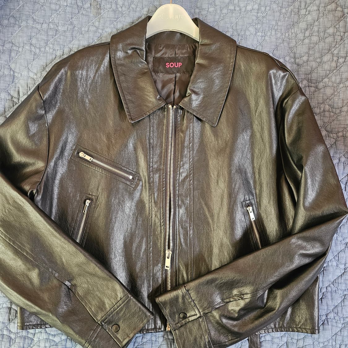 SOUP(숲) 인조가죽 재킷 블랙 66 사이즈 상품이미지1