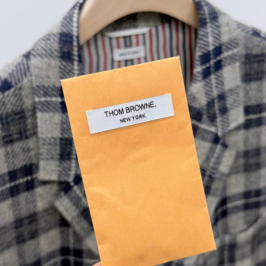 [S급/5] 톰브라운 타탄 체크 브러쉬드 울 코트 자켓 그레이 상품이미지8