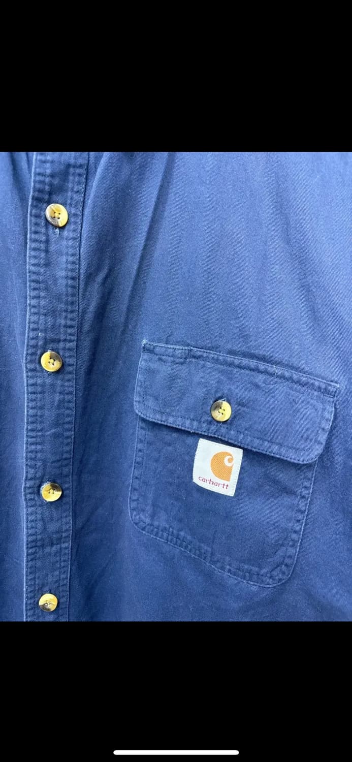 칼하트 네이비 버튼다운 워크셔츠 H1646 상품이미지3