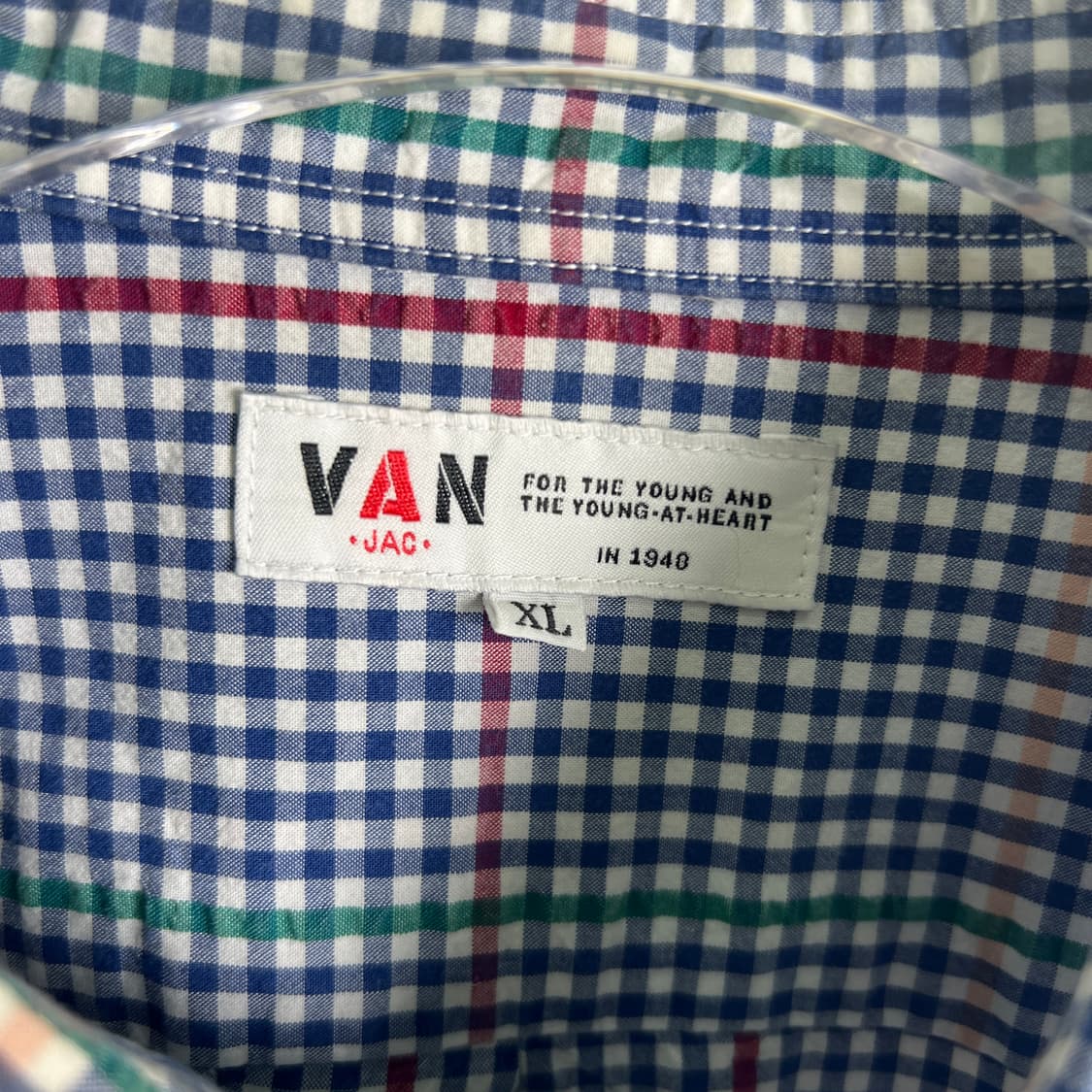 VAN JACKET 반 자켓 체크 버튼다운 반팔 셔츠 XL 상품이미지4