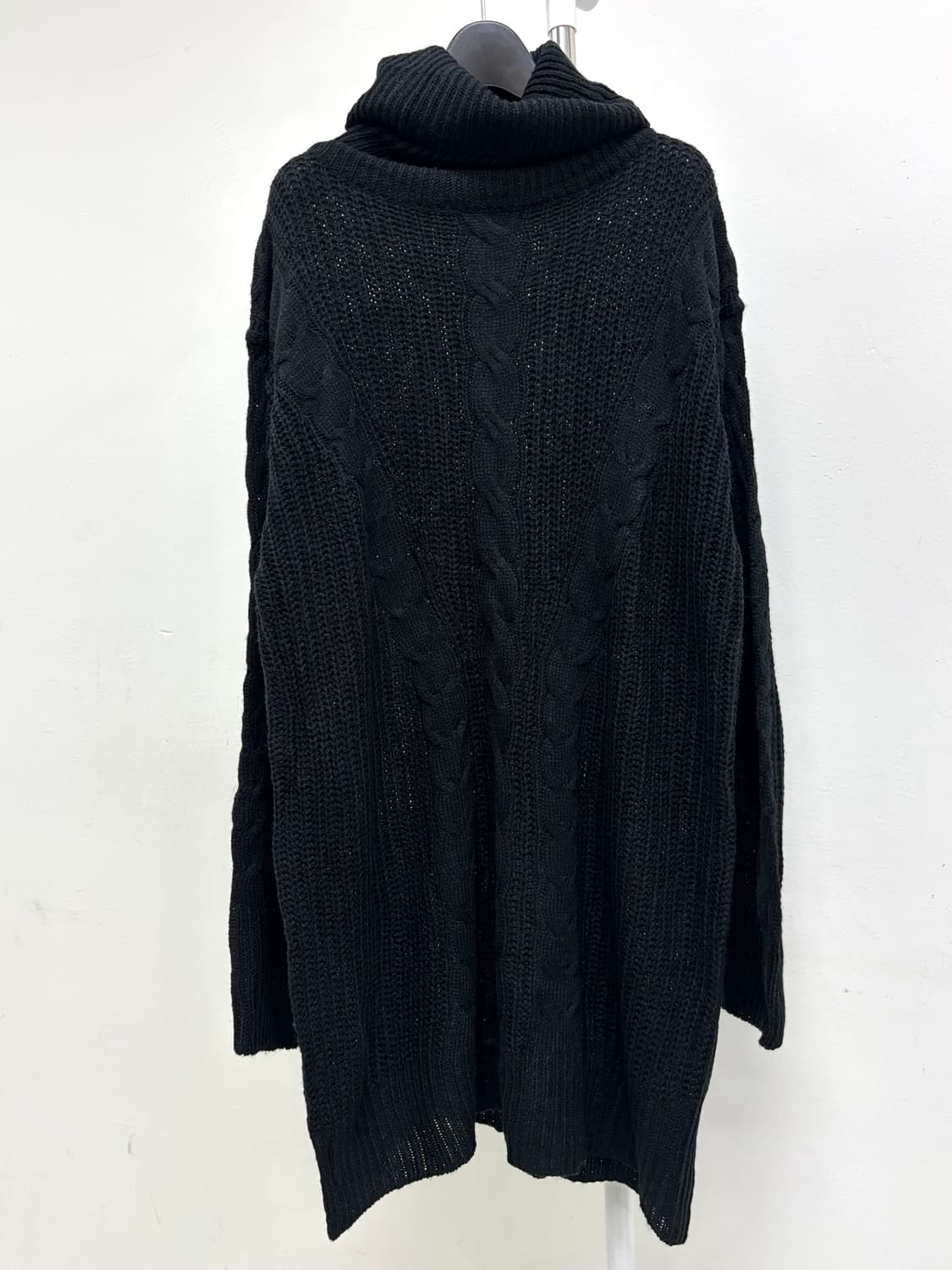 빈티지 블랙 케이블 니트 원피스 상품이미지5