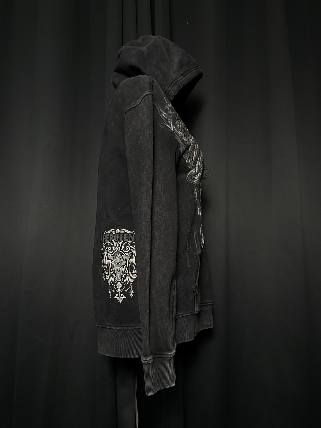 PROITENTE 펑크 자수 십자가 그레이 후드  상품이미지4