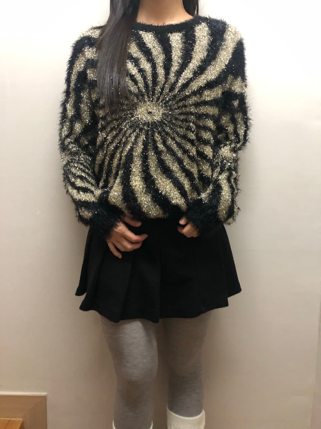 빈티지 블랙 펑크 글리터 니트 상품이미지1